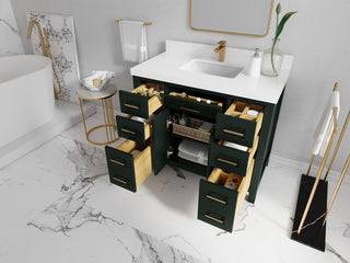 Cambridge 42 Single Sink Bath Vanity in Dark Forest Green 2" White Quartz