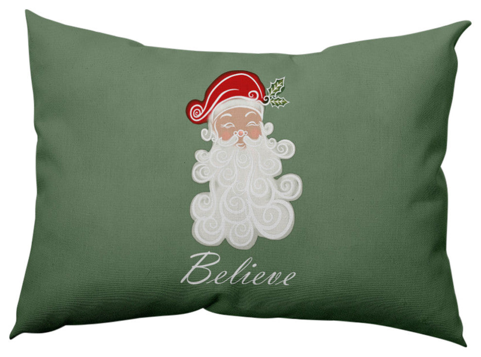 Believe in Santa Decorative Throw Pillow, Sage Green, 14"x20"