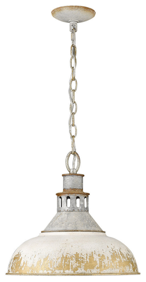 Golden Lighting 0865-L Kinsley 14"W Pendant - Aged Galvanize Steel / Antique