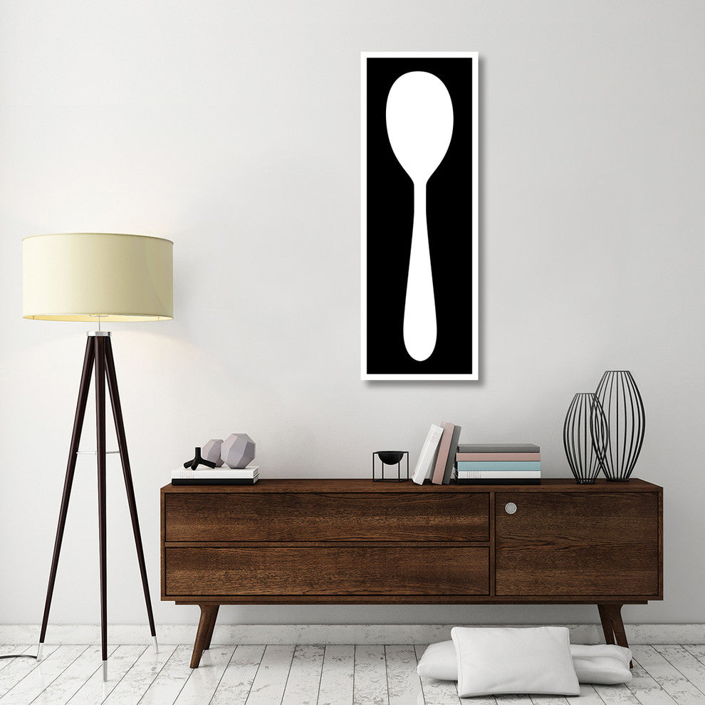 "Mealtime: White on Black - Spoon" Digital Paper Print by BG.Studio, 20"x56"