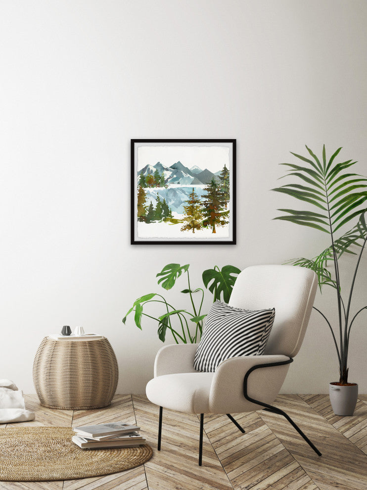 "Frozen Lake" Framed Painting Print, 32x32