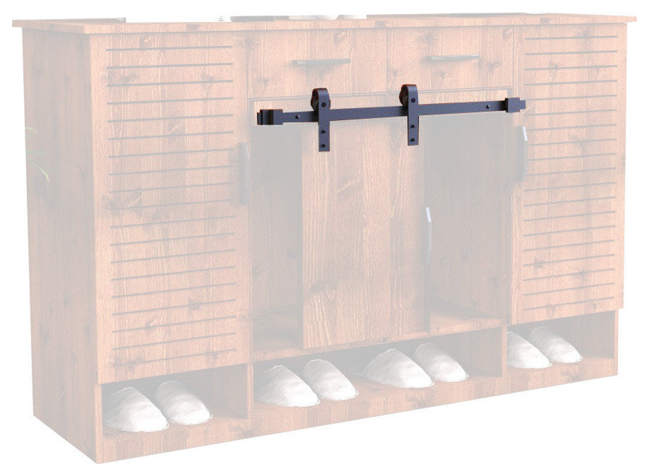 Sliding Barn Door Hardware Kit Mini Cabinet Single Track Bypass, Classic, 66"