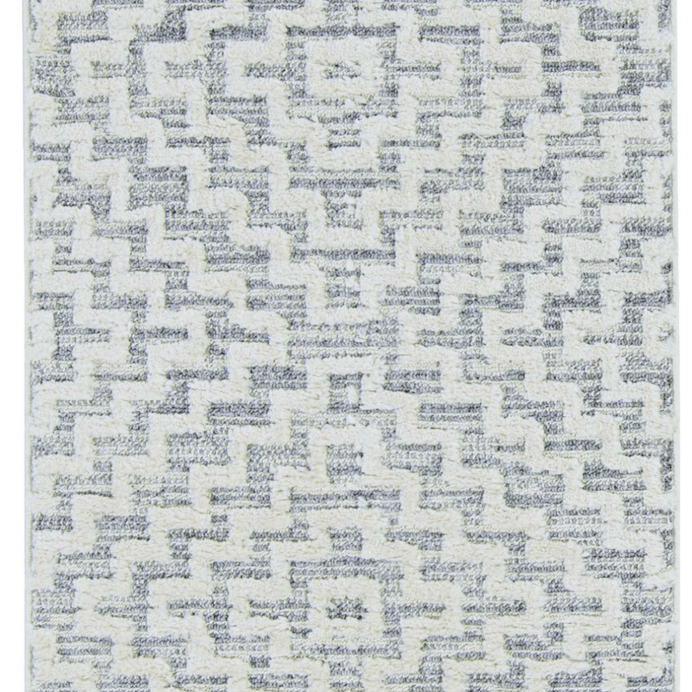 105 X 156 Ivory  Grey Polyester Rug