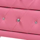 Barbara Glam Pink Faux Leather Upholstered Queen Size 3-Piece Bedroom Set