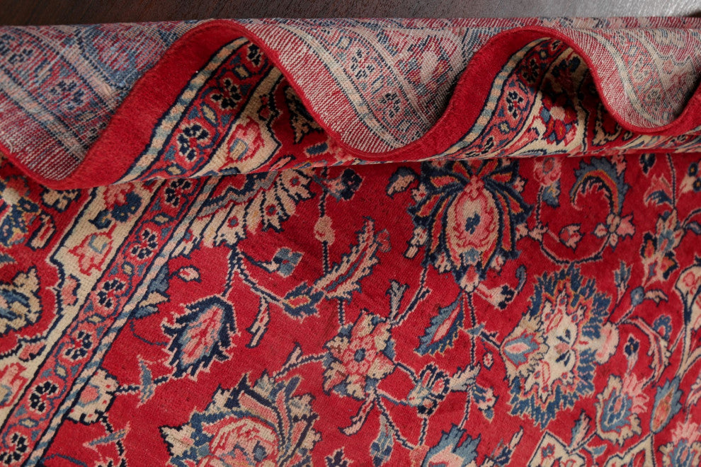 Consigned, Vintage Handmade Oriental Traditional Persian Area Rug, Red, 10x15