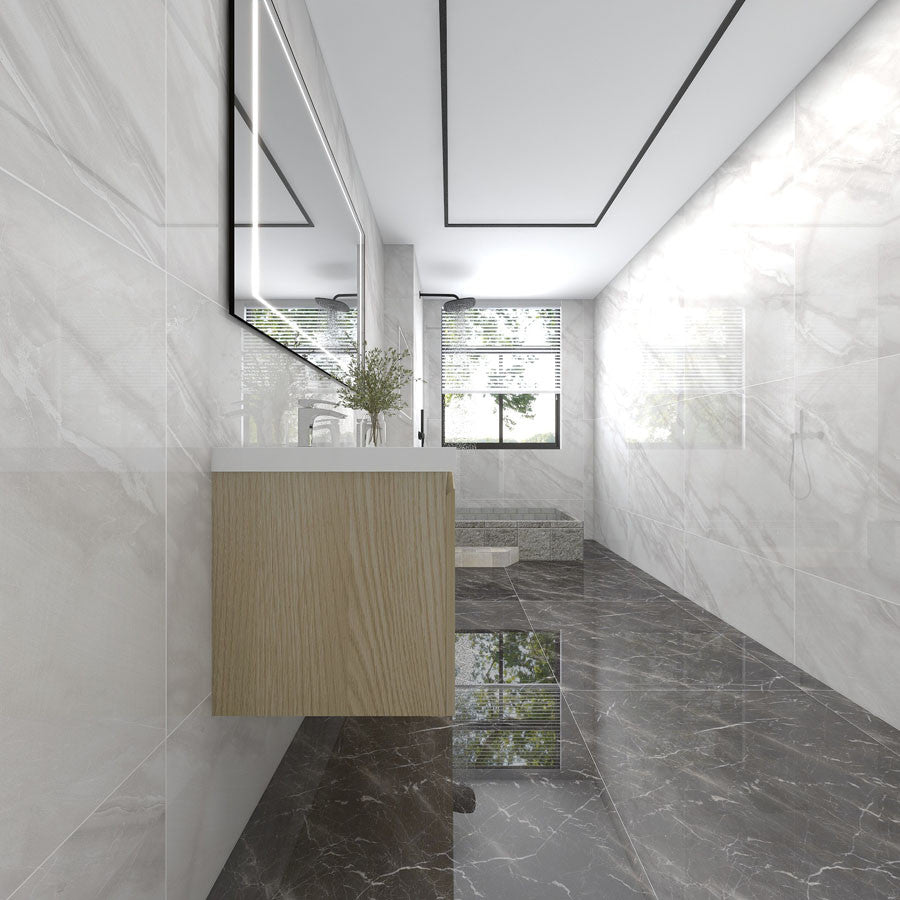 BTO 60" Wall Mounted Bath Vanity With Reinforced Acrylic Sink, Double Sink, White Oak