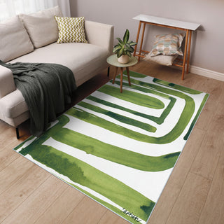 Green Labyrinth II Abstract Art Area Rug, 5'x7.5'