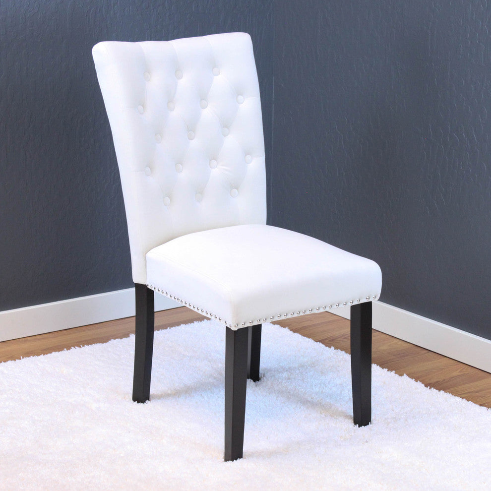 Markelo Dining Chair, White, Velvet, Set of 2
