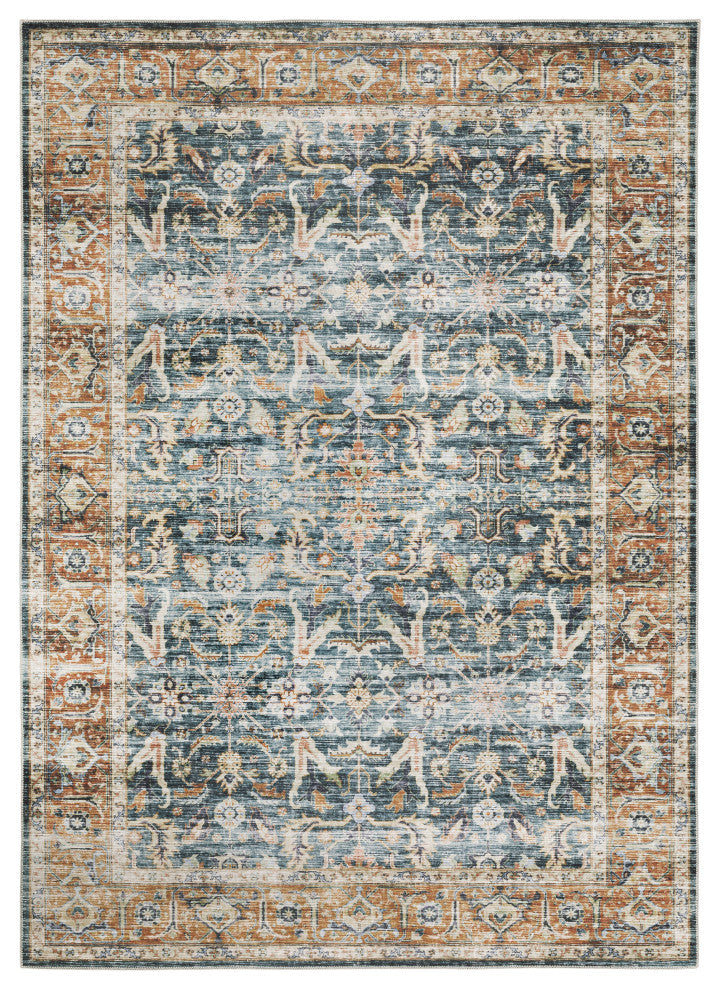 Celestia Machine Washable Vintage Indoor Area Rug, Teal, 3'6"x5'6"