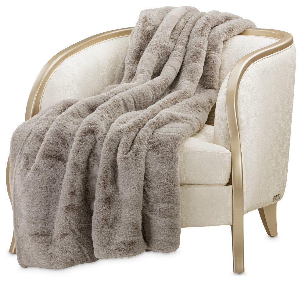 Hopps 54" x 72" Faux-Fur Throw - Platinum Gray