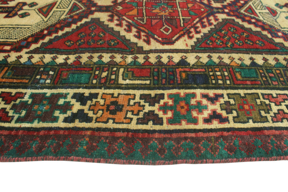 Fine Vintage Distressed Jacquely Rust/Beige Runner, 3'5x13'8