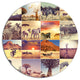 African Wildlife And Nature Collage, African Round Metal Wall Art, 36"