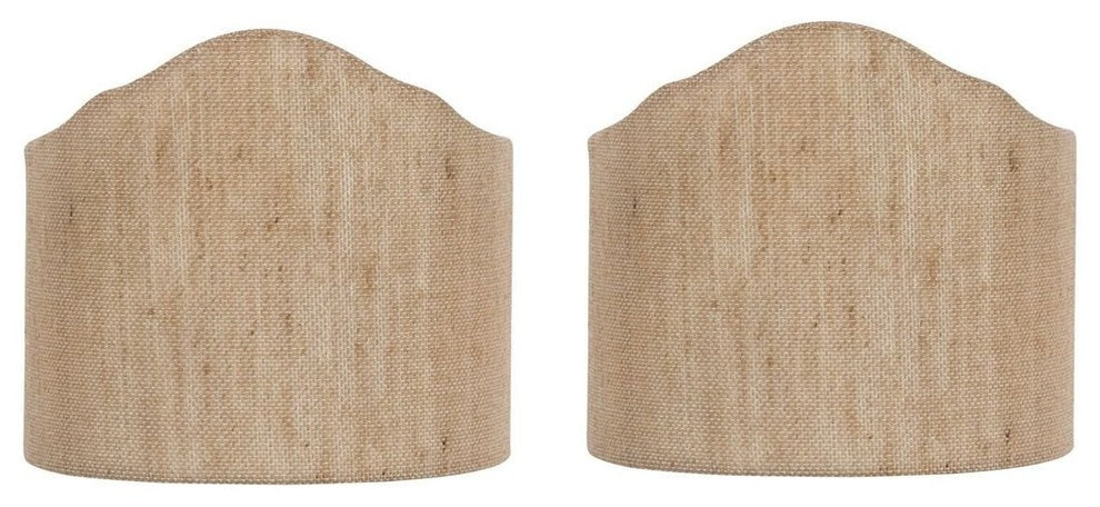 Set of 2 Wall Sconce Shield Clip on Half Lampshades, Beige Linen