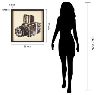 "SLR Camera" Hand Made Dimensional Collage Framed Wall Art Under Glass