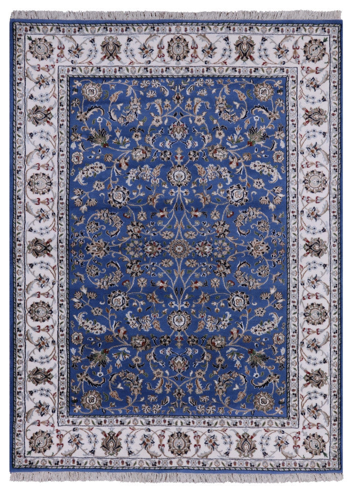 5' 2" X 7' 2" Wool & Silk Persian Nain Hand Knotted Rug - Q13138