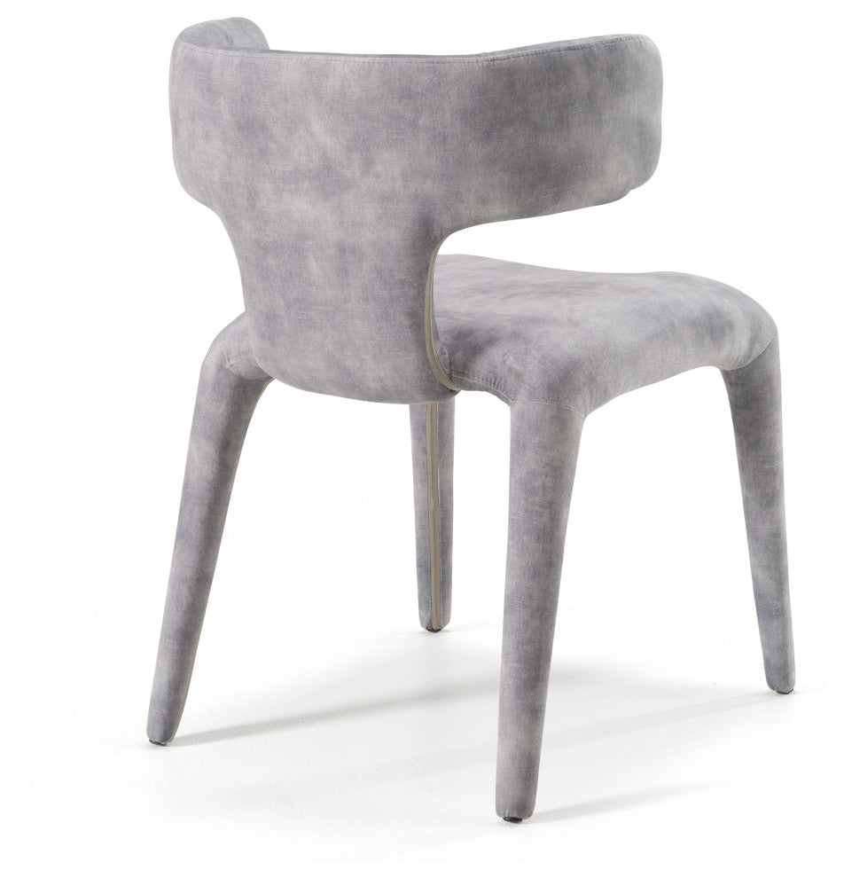 Modrest Saehee Modern Grey-Blue Velvet Dining Chair