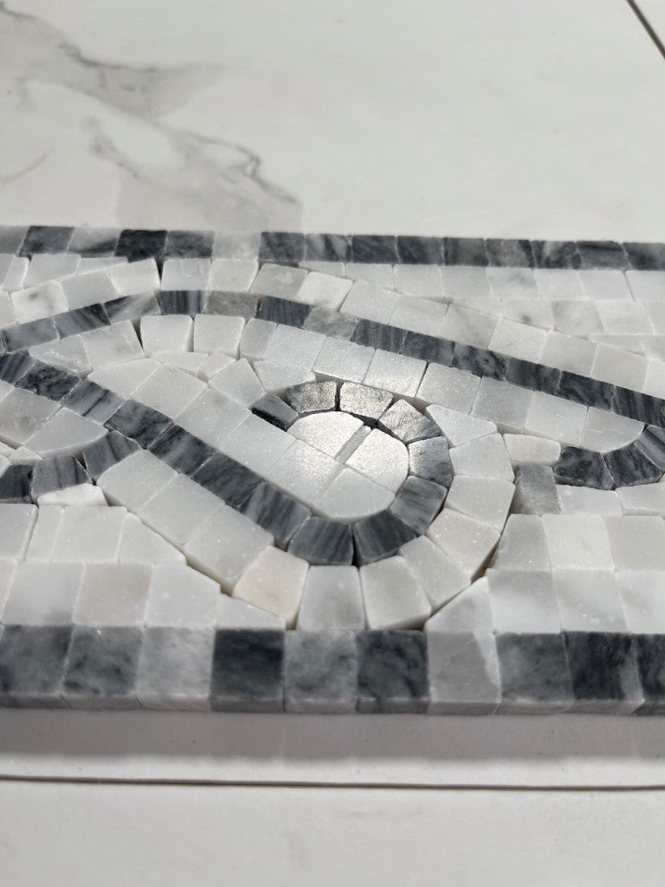 Stretch Bardiglio 4x12 Marble Mosaic Border Listello Tile Polished, 1 piece