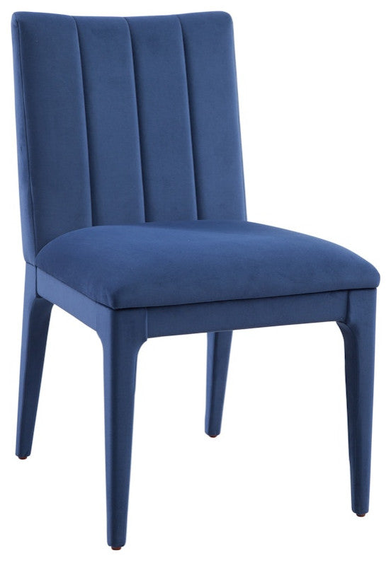 Brianne Wood Navy Blue Armless Dining Chair
