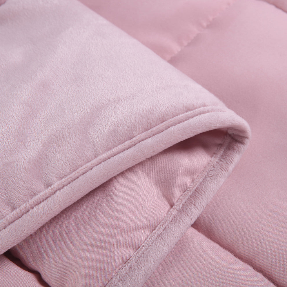 Tranquil Life Polyester Velvet Weighted All-Season Blanket, Pink, 36" X 48"