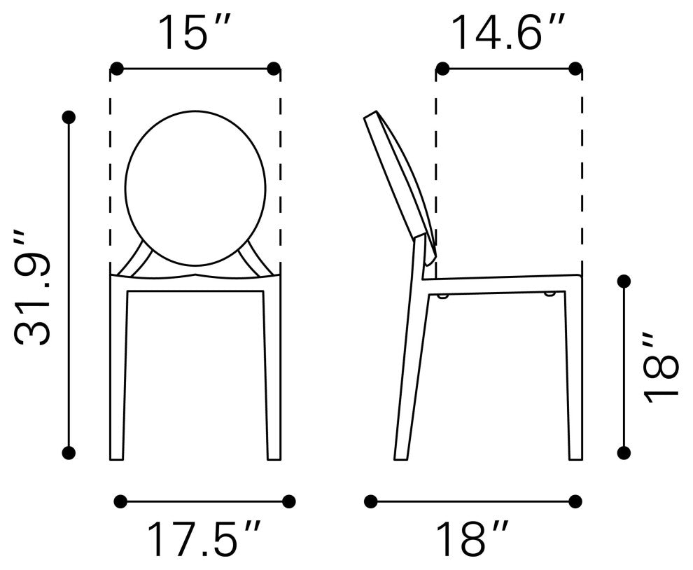 Eclipse Dining Chair, Set of 2 Stainless Steel