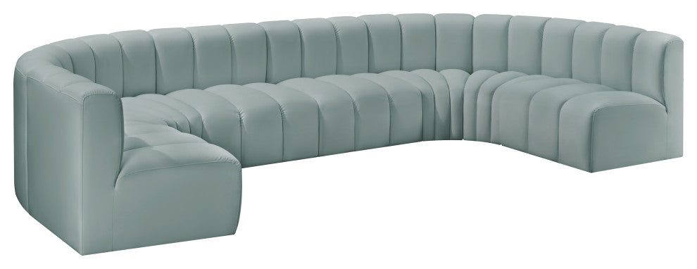 Arc Vegan Leather Upholstered 8-Pc. U-Shaped Modular Sectional, Green