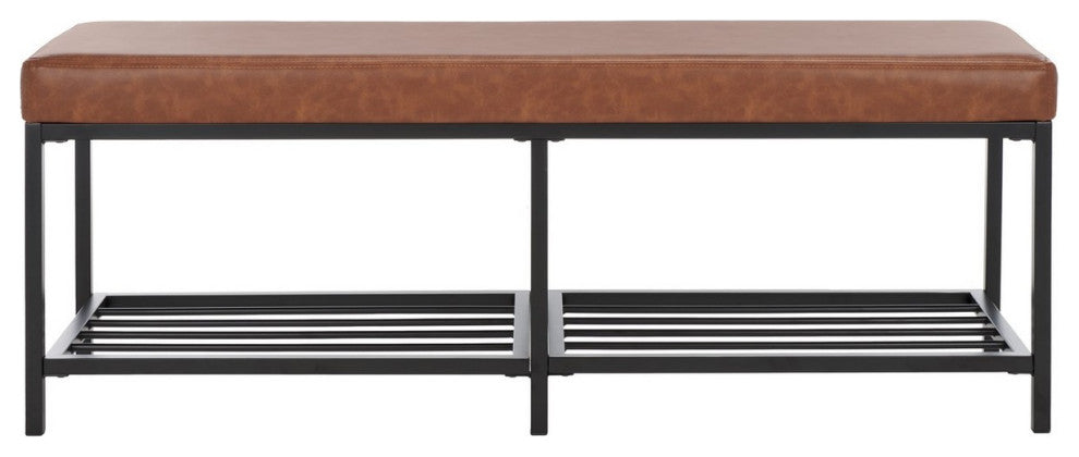 Safavieh Yomi 2 Rail Shelf Bench, Brown/Black
