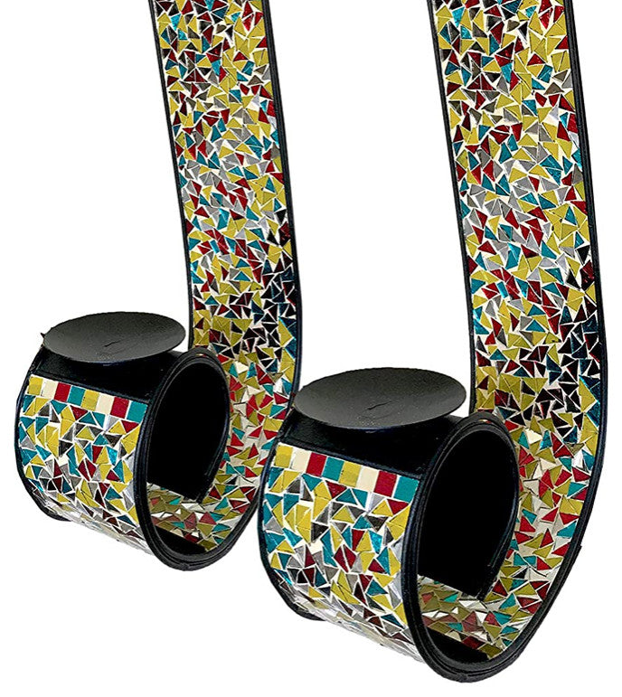 DecorShore "Bella Palacio" Metal Wall Mosaic Scroll Candle Holder, 23", Set of 2
