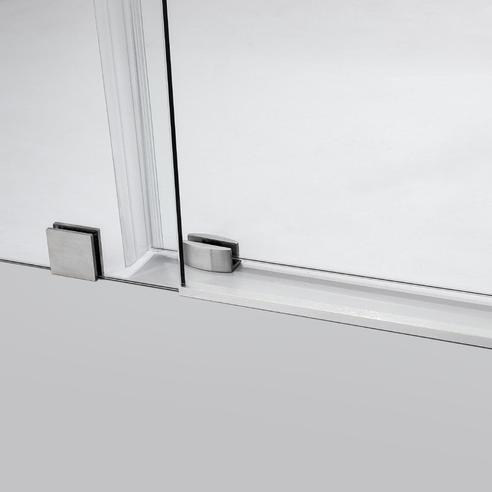 Villena Single Sliding Frameless Shower Door, Brushed Nickel, 60"