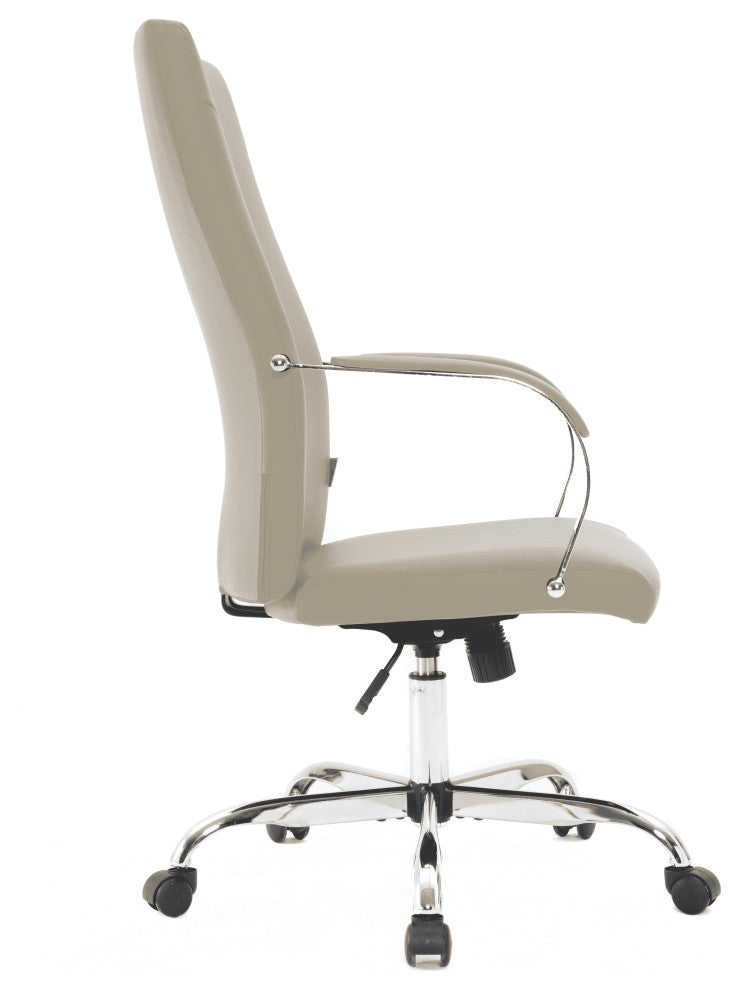 LeisureMod Sonora High-Back Adjustable Leather Conference Chair, Tan