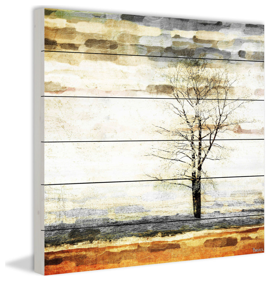 "Lone Tree" Print on White Wood, 40"x40"