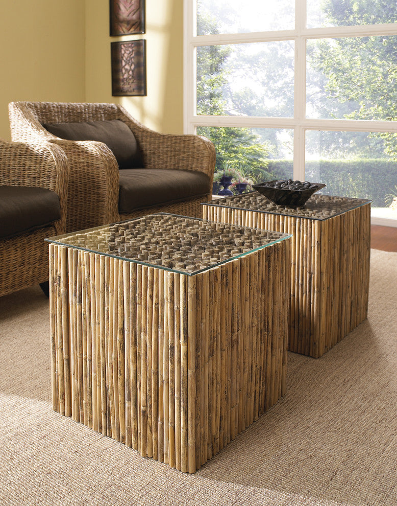 Bamboo Stick Bunching Table Base With Glass