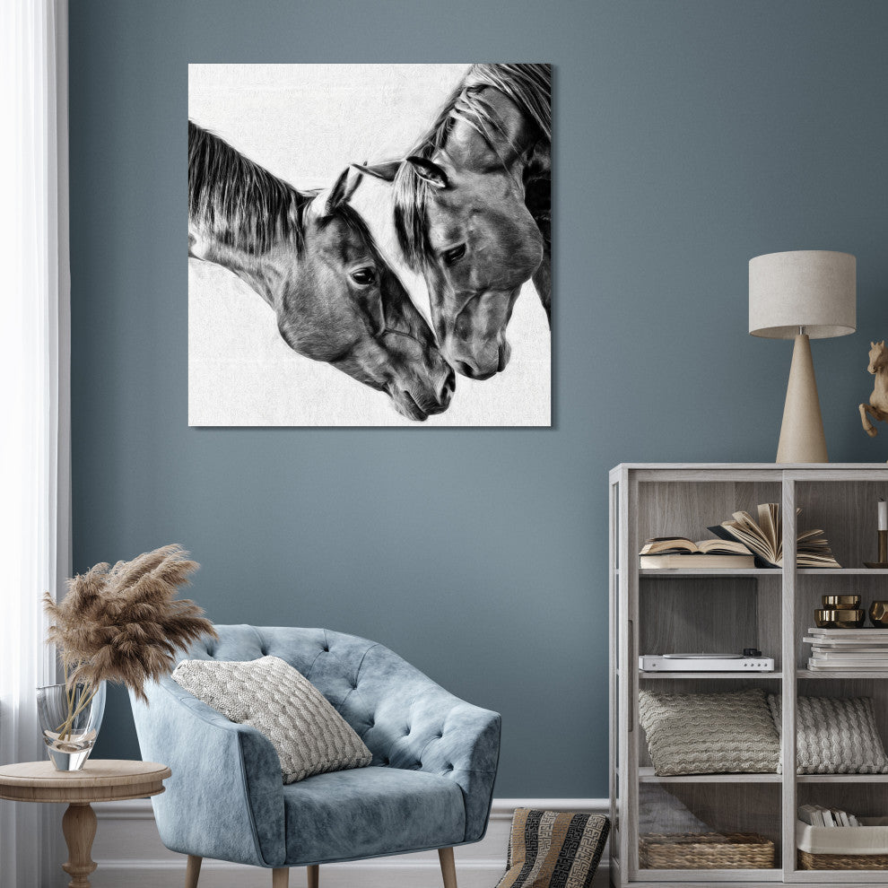 "Kindred Colts" Frameless Free Floating Tempered Glass Panel Graphic Wall Art