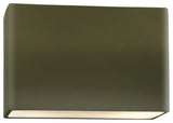 Ambiance Small Wide Rectangle Wall Sconce, Closed Top, Matte Green, Standard