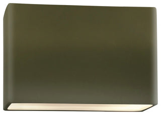 Ambiance Small Wide Rectangle Wall Sconce, Closed Top, Matte Green, Standard