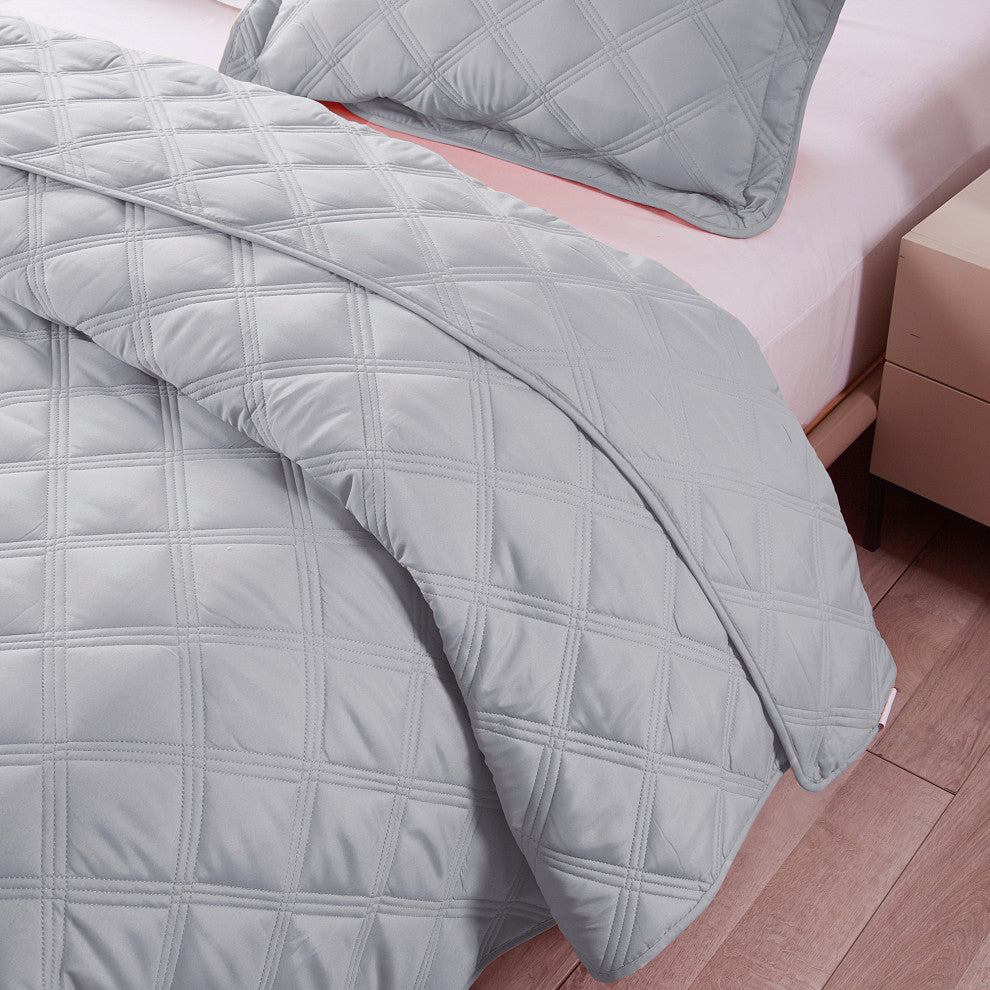 Charleston Down Alternative Bed Spread Set, Ash Gray, Queen