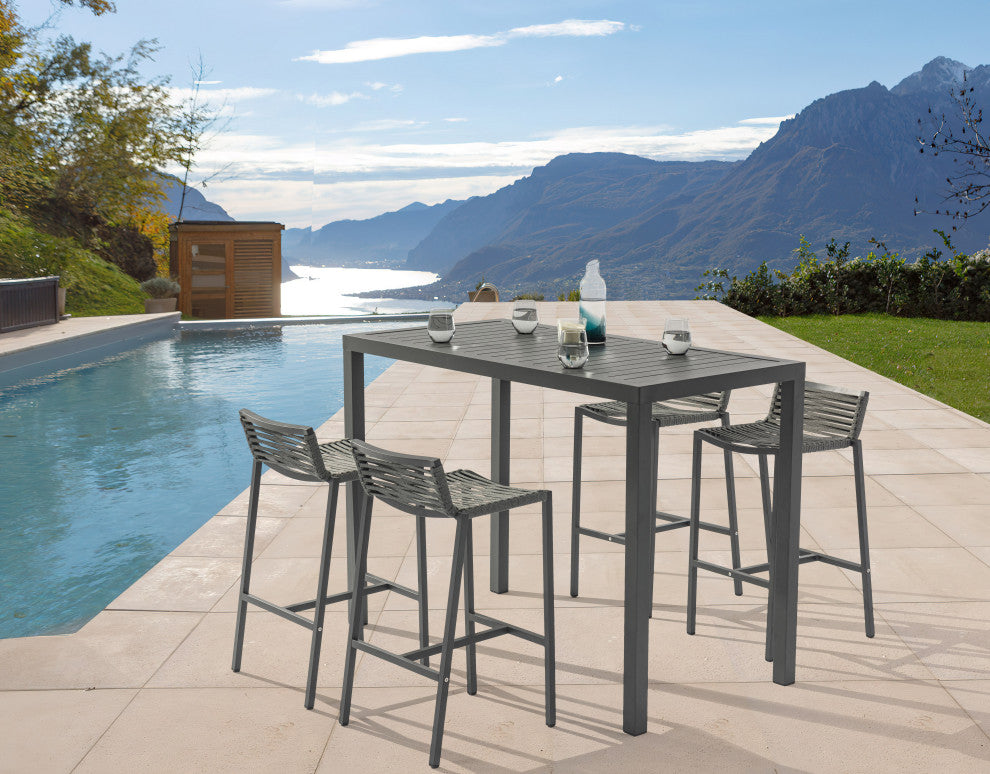 Maldives Outdoor Patio Rectangle Bar Table, Grey