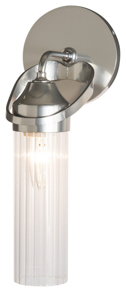 Bow 1-Light Bath Sconce, Sterling Finish, Clear Fluted Glass