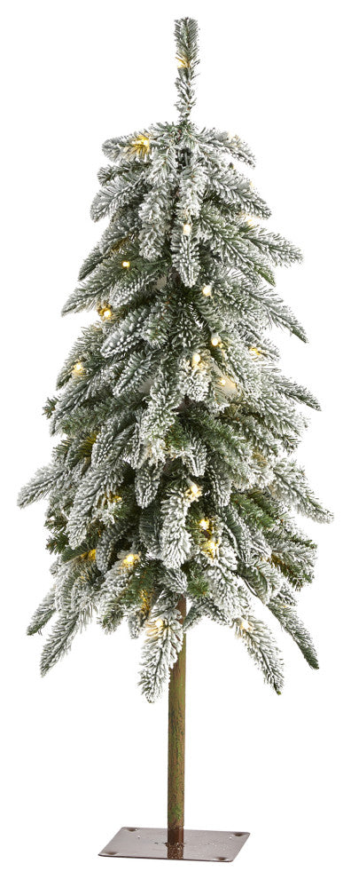 3.5' Flocked Washington Alpine Xmas Tree W/50 White lights & Bendable Branches
