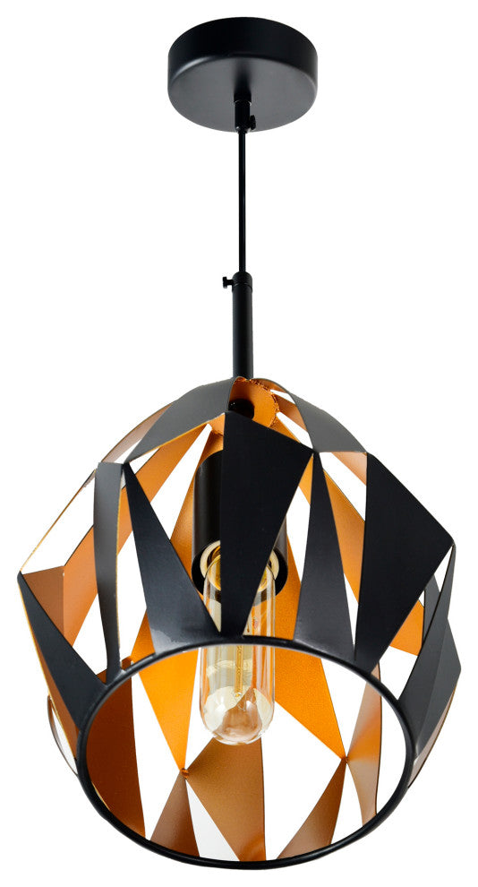 Oxide 1 Light Down Pendant With Black+Copper Finish
