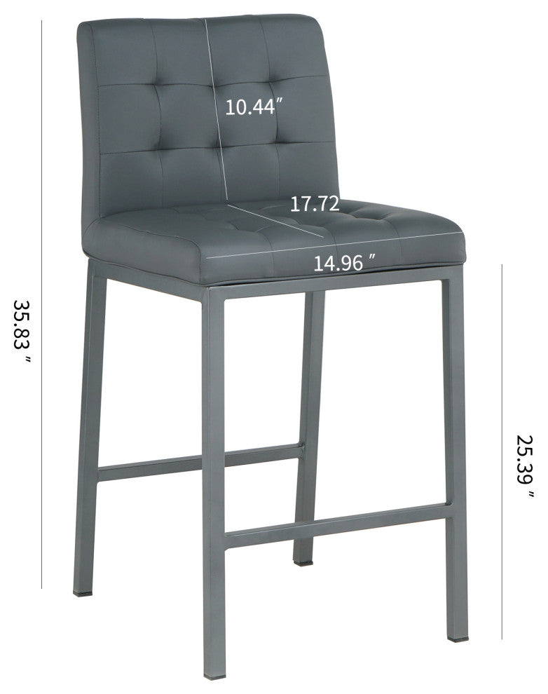 2-set Foam Modern Design Dining Chair, Metal Legs, Grey