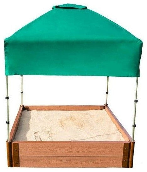 Two Inch Series 4ft.x4ft.x11" Composite Square Sandbox Kit With Canopy/Cover