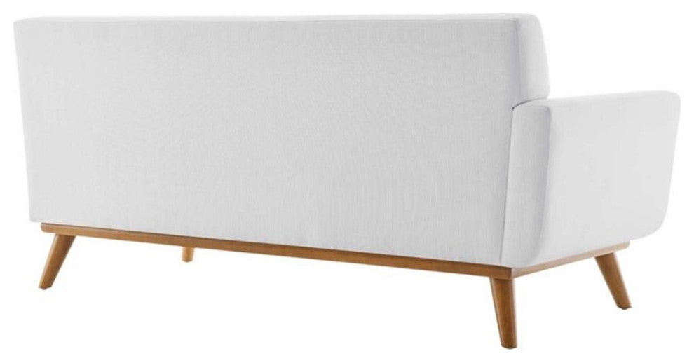 Engage Left-Arm Upholstered Fabric Loveseat White