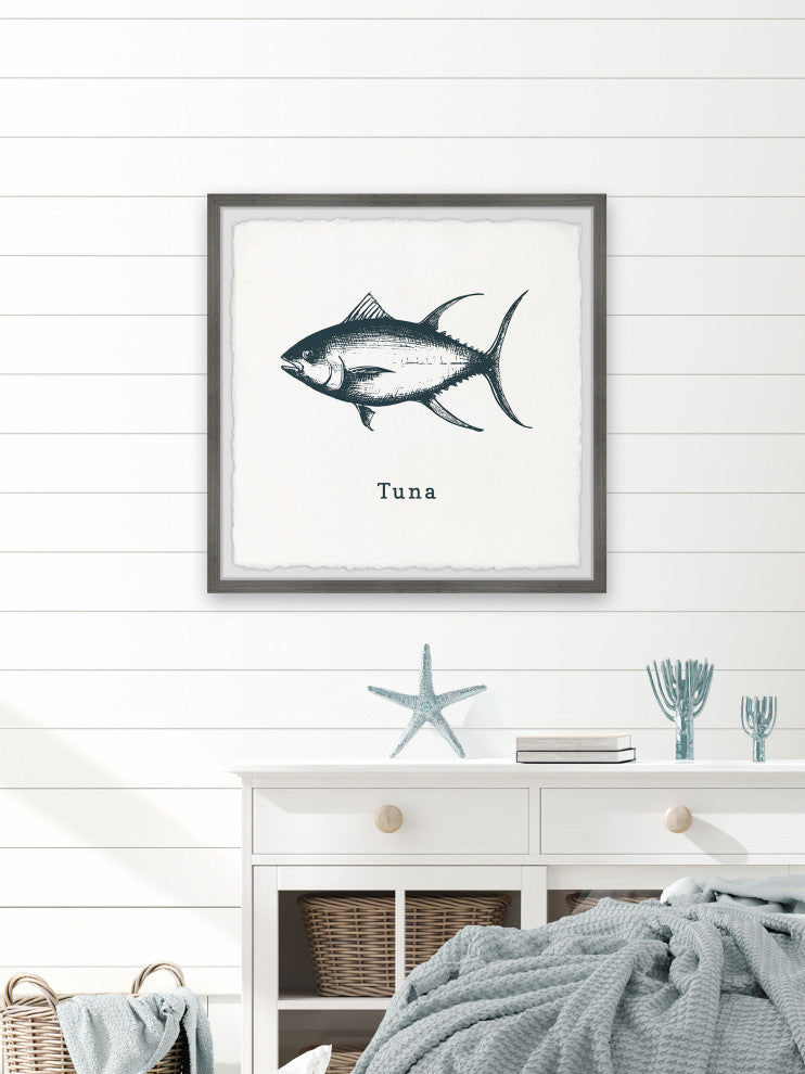 "Tuna in White" Framed Painting Print, 24x24