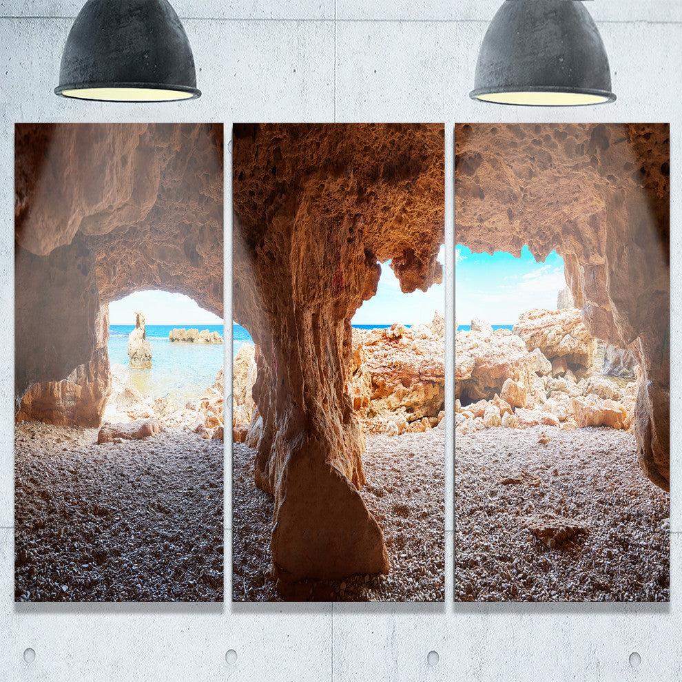 "Denia Las rotas Beach Caves" Metal Wall Art, 3 Panels, 36"x28"