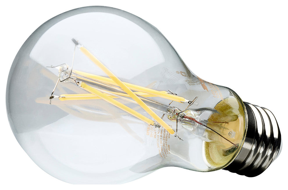 8W A19 LED, Clear, 3000K, Medium Base, 120V, 4-Pack