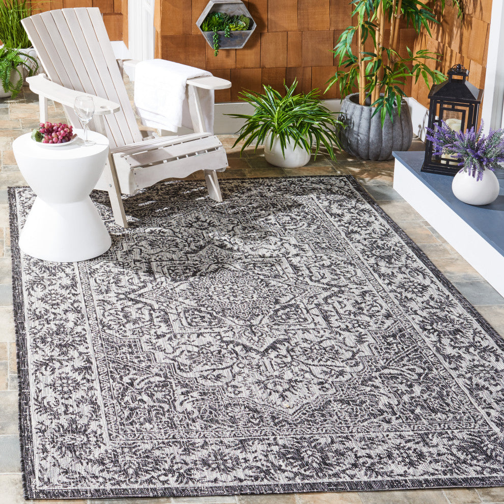 Safavieh Courtyard Cy8863-37621 Southwestern Rug, Black and Gray, 8'0"x11'0"