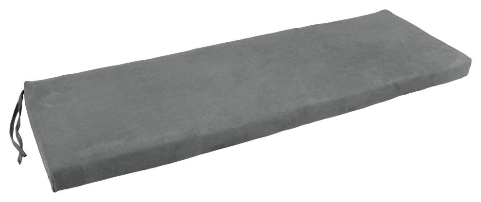 57"X19" Solid Microsuede Bench Cushion, Steel Gray