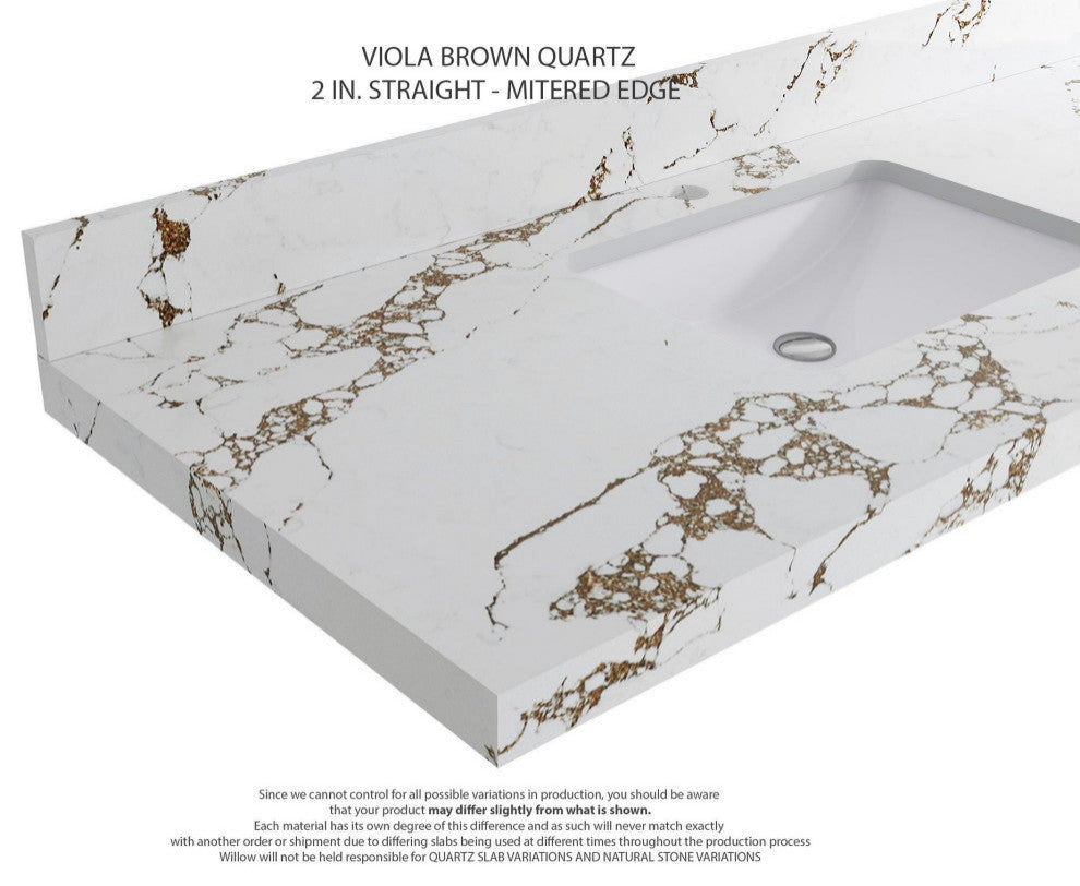 Nashville 60" Single Bathroom Vanity, White 2" Viola Brown