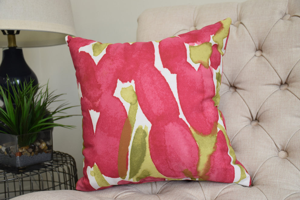 Sunset Tulip Decorative Floral Throw Pillow, Red, 20"