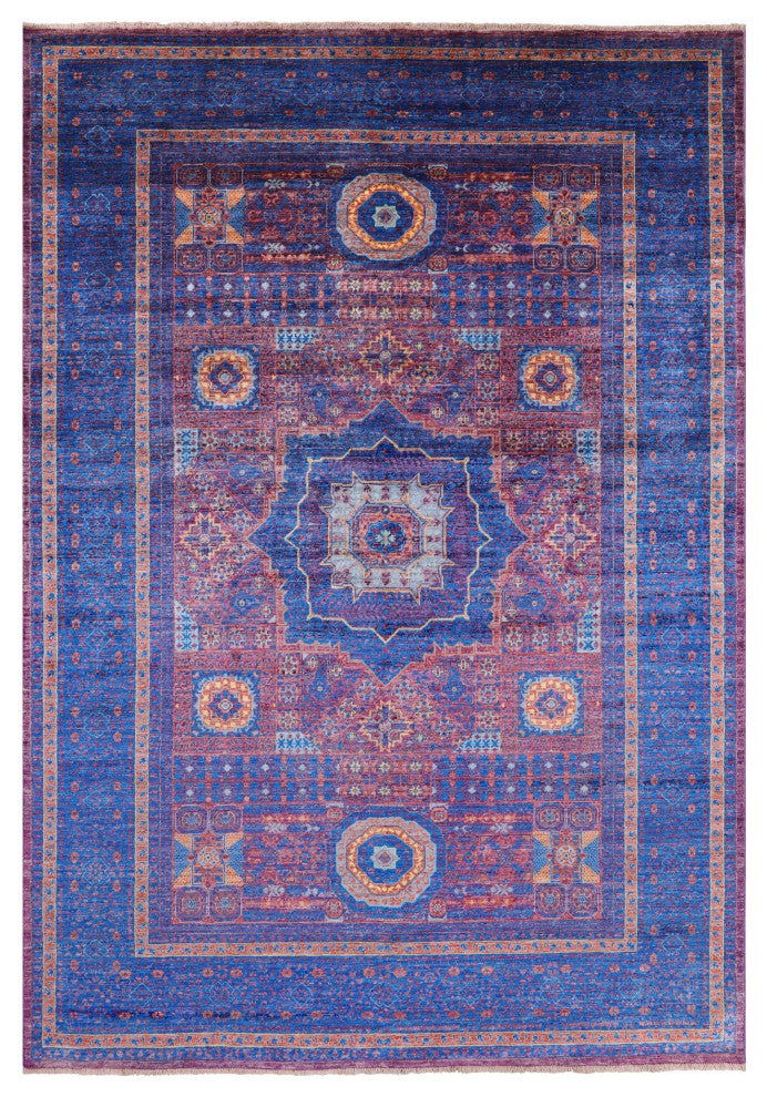 6' 8" X 9' 9" Mamluk Geometric Hand-Knotted Wool Rug - Q12237
